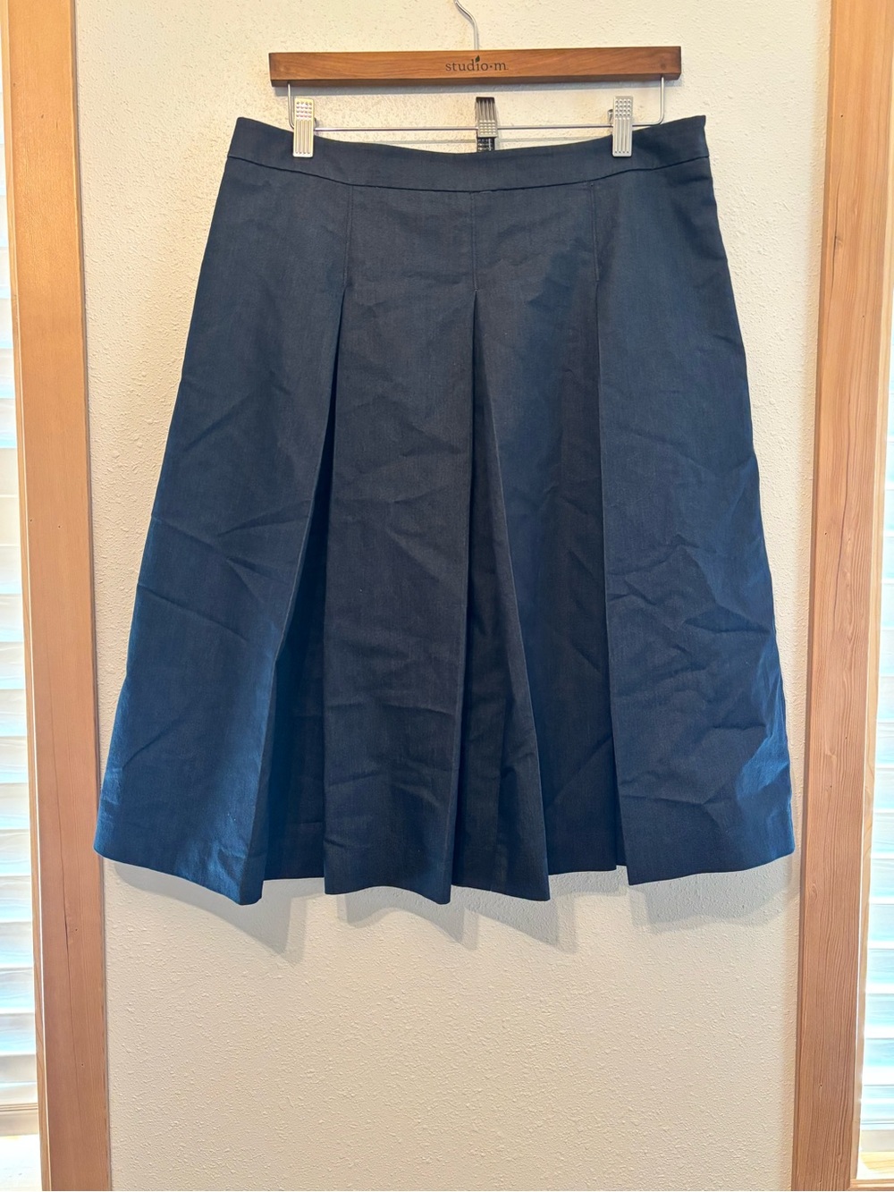 Halogen Navy A-Line Pleated Skirt 12 0105S